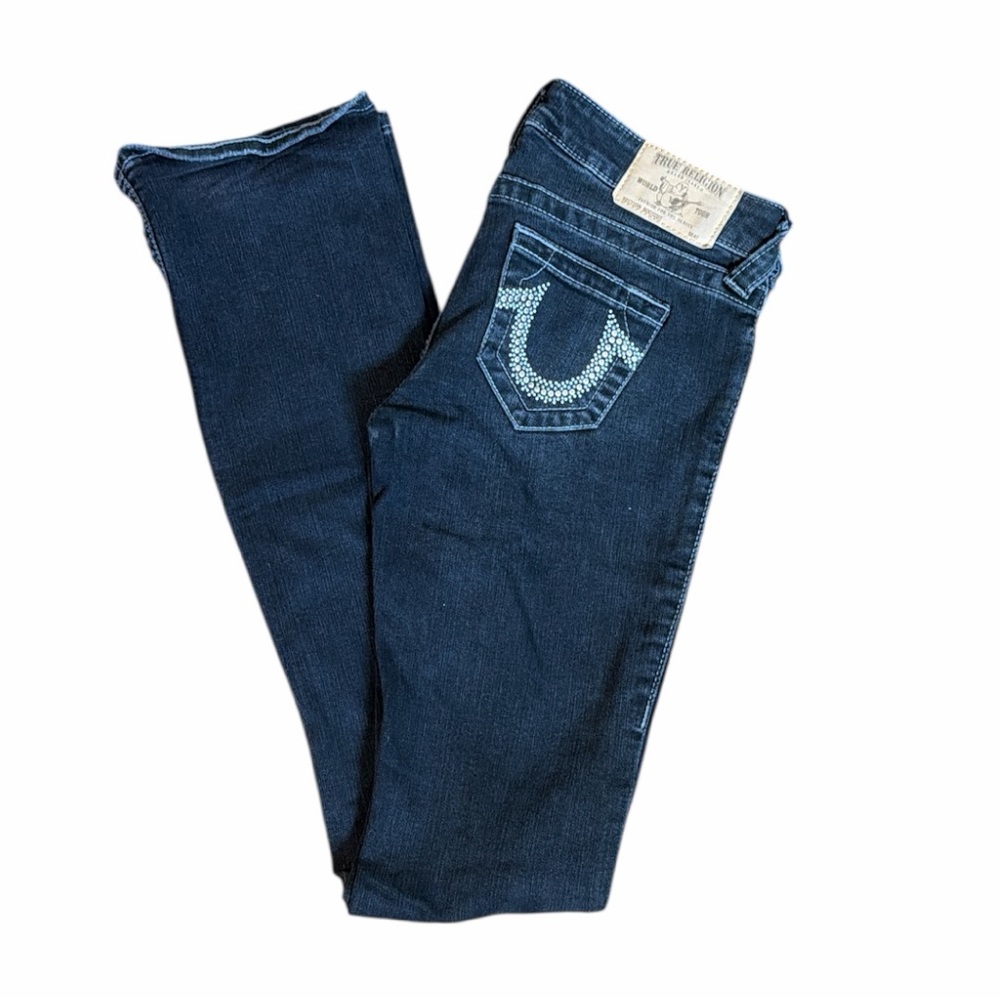 True Religion Women's Black Bootcut Jeans with Signature Pocket Size 25
